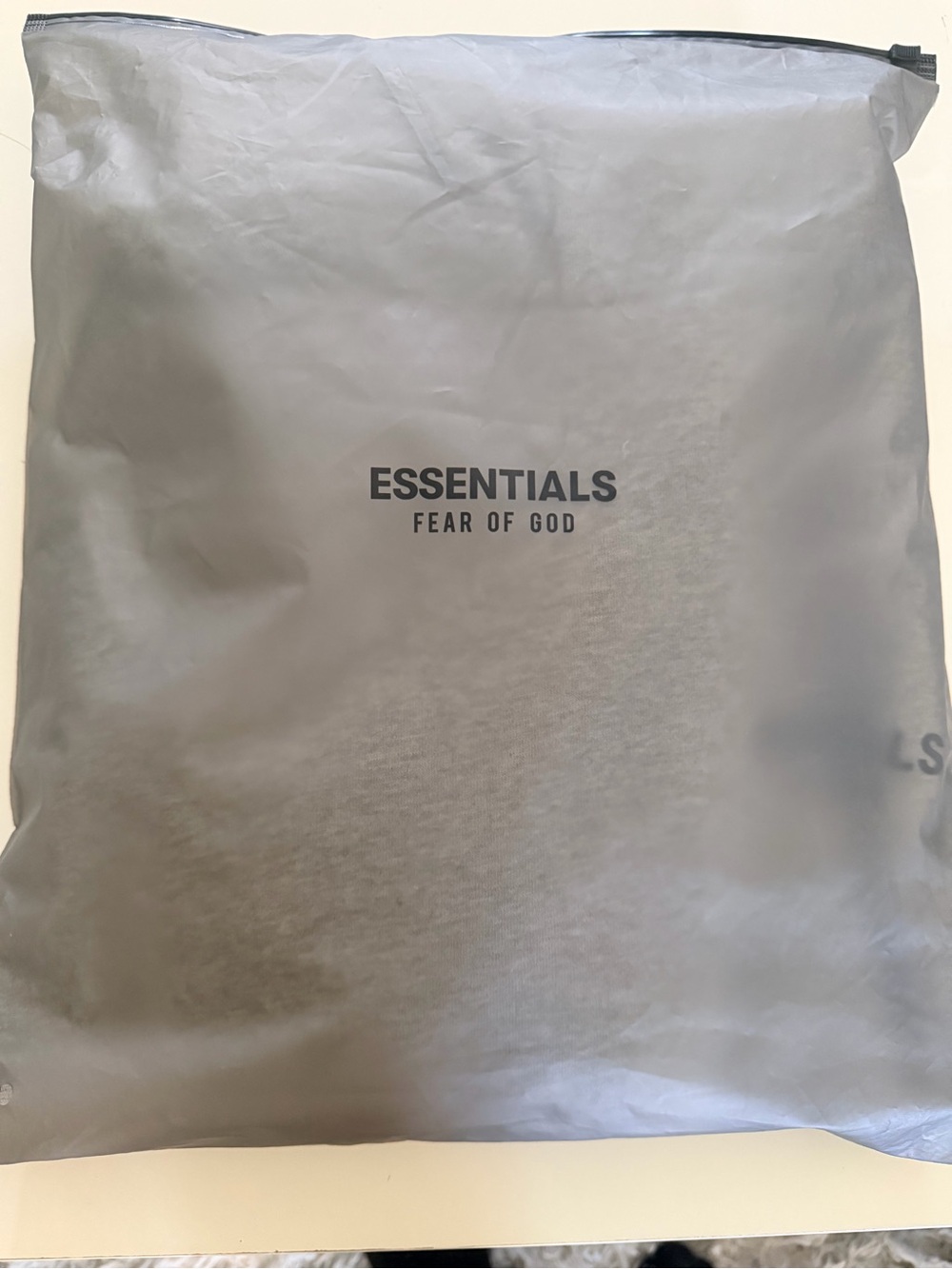 Essentials Gray Logo Patch Hoodie Detail